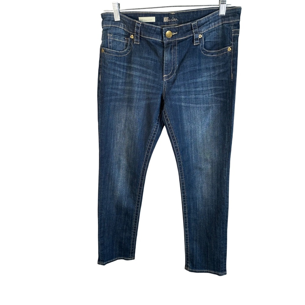 Kut from the Kloth Women's Stevie Blue‎ Dark Wash Straight Leg Jeans Size 8P